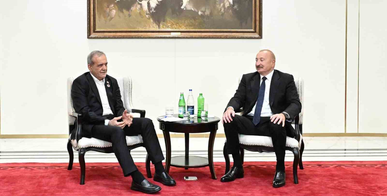 Azerbaycan Cumhurbaşkanı Aliyev, İran Cumhurbaşkanı Pezeşkiyan ile Bişkek’te görüştü
