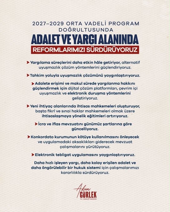 Bakan Gürlek: "Adalete erişimi kolaylaştıracak reformlarımızı kararlılıkla sürdüreceğiz"
