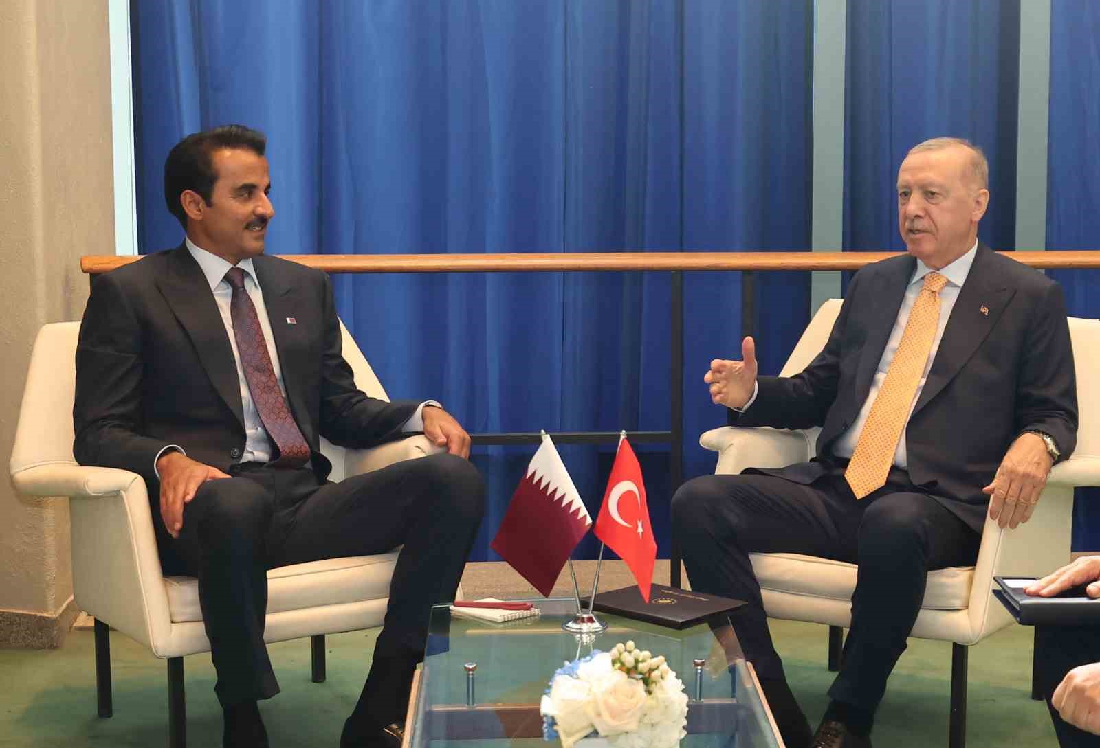 Cumhurbaşkanı Erdoğan, Katar Emiri Al Thani ile görüştü
