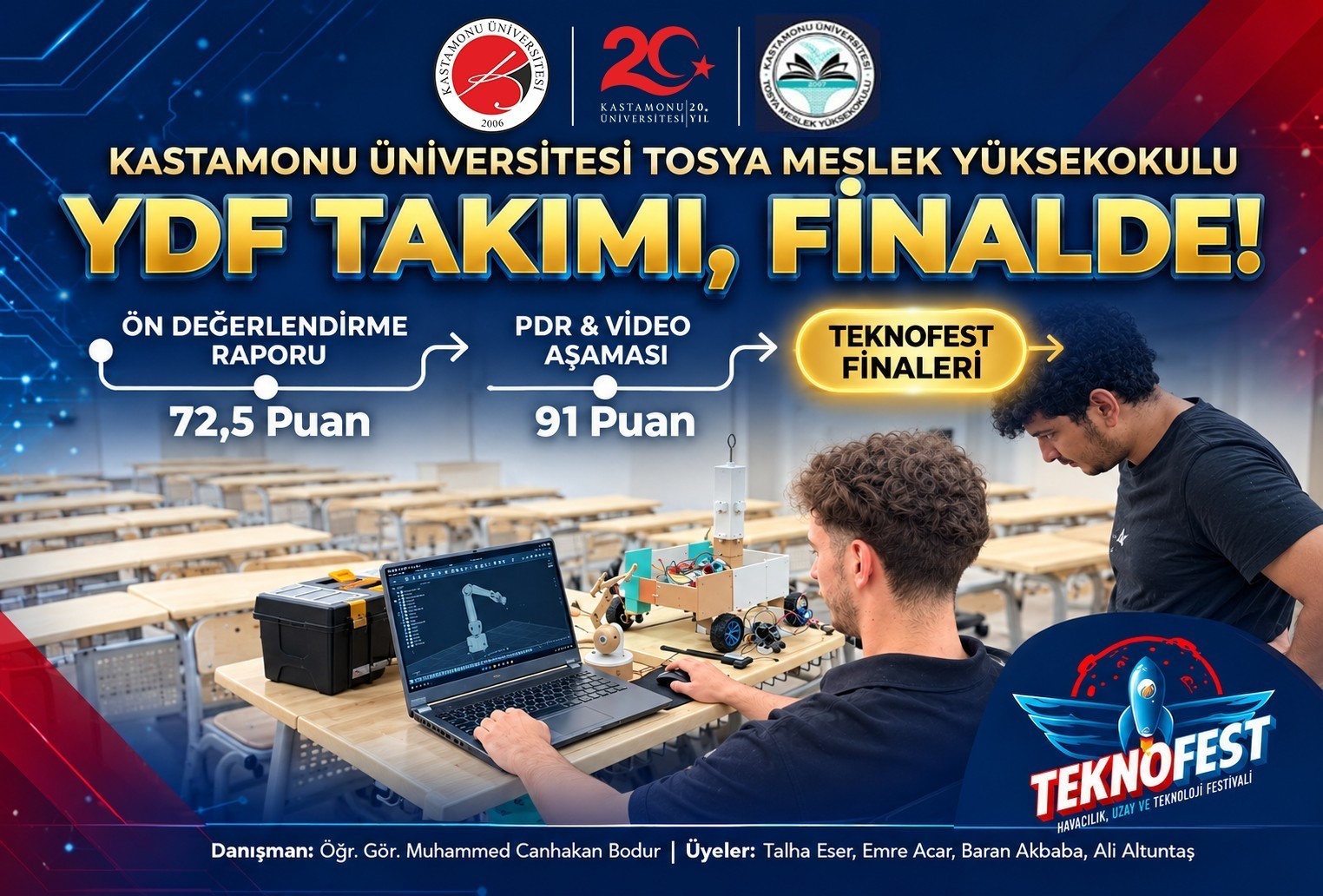 Kastamonu Üniversitesi öğrencileri, TEKNOFEST finalinde yarışacak
