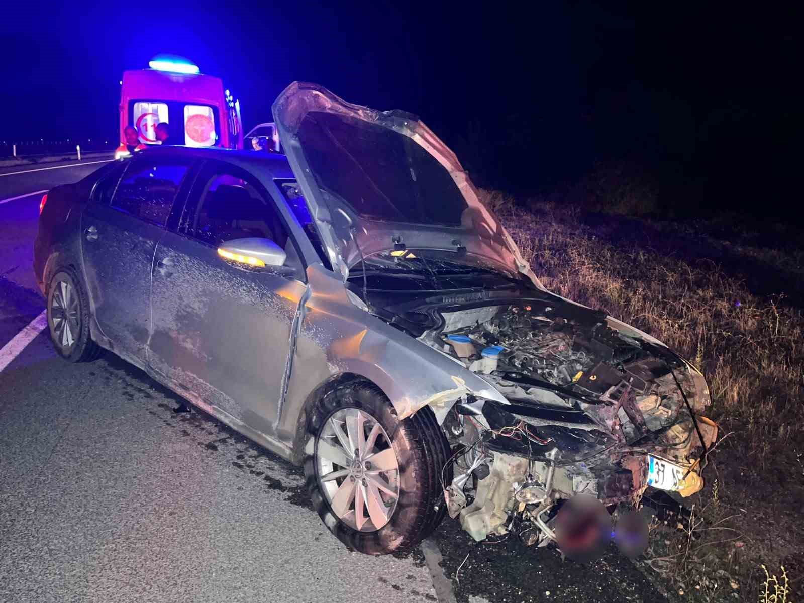 Kastamonu’da otomobil domuz sürüsüne çarptı: 2 yaralı

